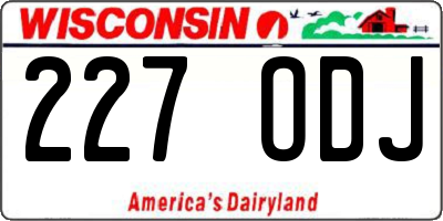 WI license plate 227ODJ