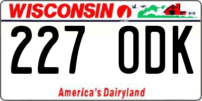 WI license plate 227ODK