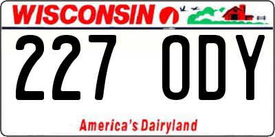 WI license plate 227ODY