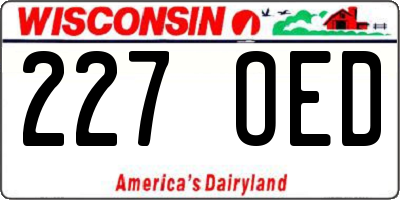 WI license plate 227OED