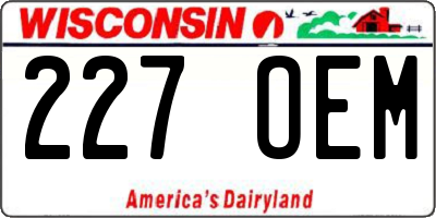 WI license plate 227OEM