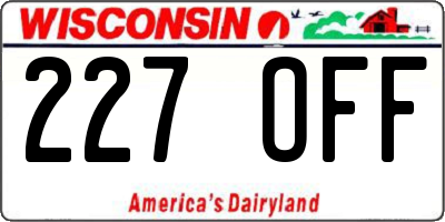WI license plate 227OFF