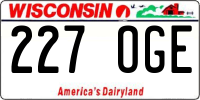 WI license plate 227OGE
