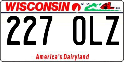 WI license plate 227OLZ