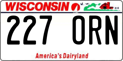 WI license plate 227ORN