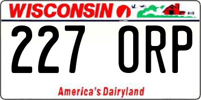 WI license plate 227ORP