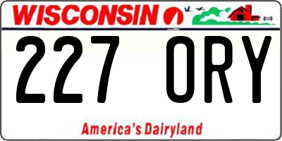 WI license plate 227ORY