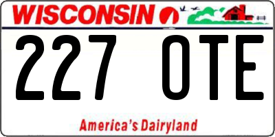 WI license plate 227OTE