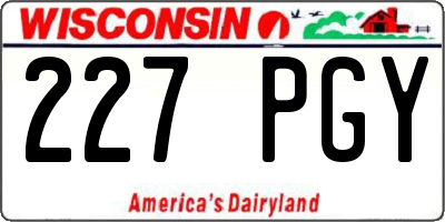 WI license plate 227PGY
