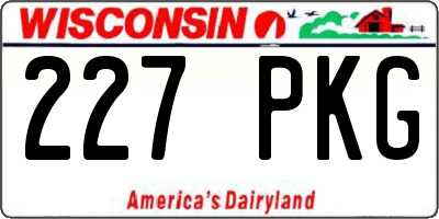 WI license plate 227PKG