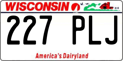 WI license plate 227PLJ