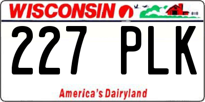 WI license plate 227PLK