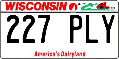 WI license plate 227PLY