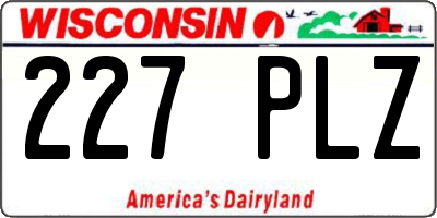WI license plate 227PLZ