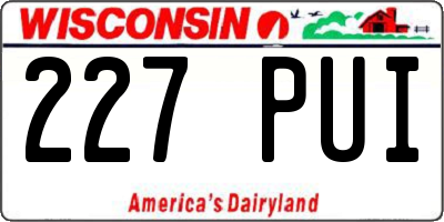 WI license plate 227PUI