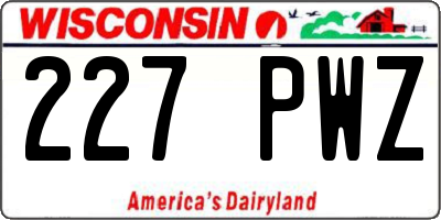 WI license plate 227PWZ
