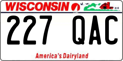 WI license plate 227QAC