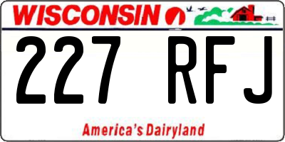 WI license plate 227RFJ