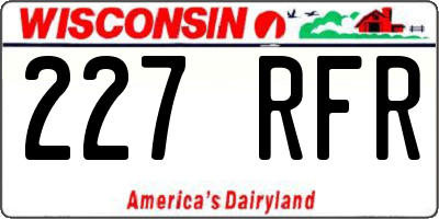 WI license plate 227RFR