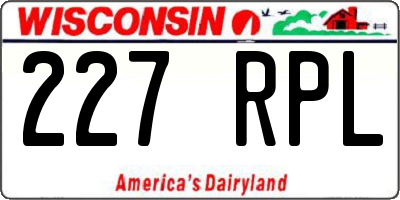 WI license plate 227RPL