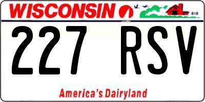 WI license plate 227RSV