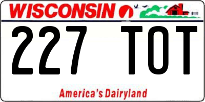 WI license plate 227TOT