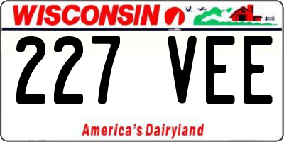 WI license plate 227VEE