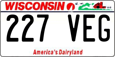 WI license plate 227VEG