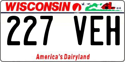 WI license plate 227VEH