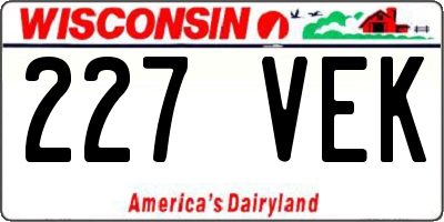 WI license plate 227VEK