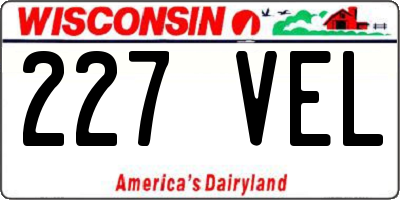 WI license plate 227VEL