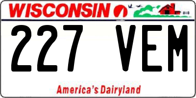 WI license plate 227VEM