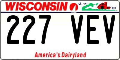 WI license plate 227VEV