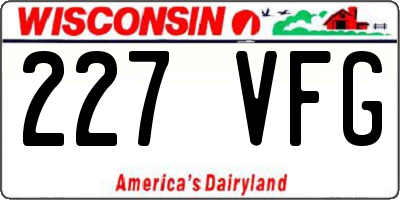 WI license plate 227VFG