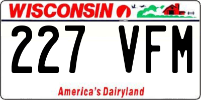 WI license plate 227VFM