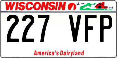 WI license plate 227VFP