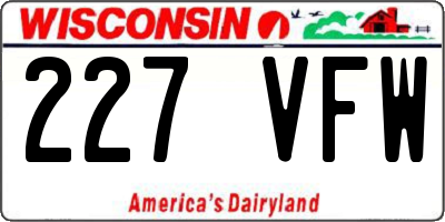 WI license plate 227VFW
