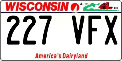 WI license plate 227VFX