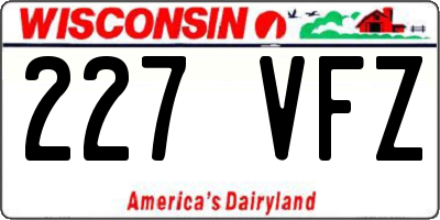 WI license plate 227VFZ