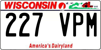 WI license plate 227VPM