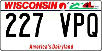 WI license plate 227VPQ