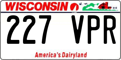 WI license plate 227VPR