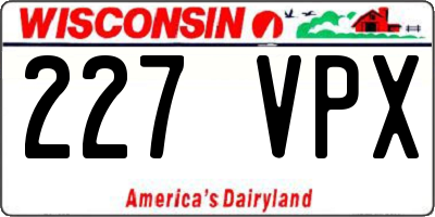 WI license plate 227VPX