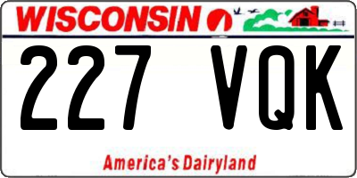 WI license plate 227VQK