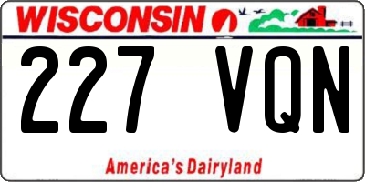 WI license plate 227VQN