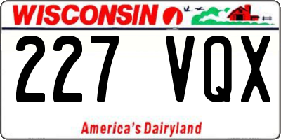 WI license plate 227VQX