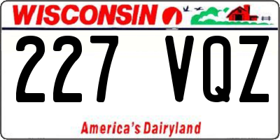 WI license plate 227VQZ