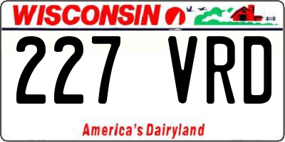 WI license plate 227VRD
