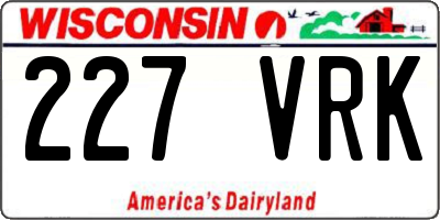 WI license plate 227VRK