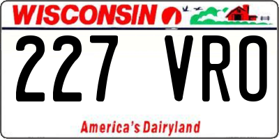 WI license plate 227VRO
